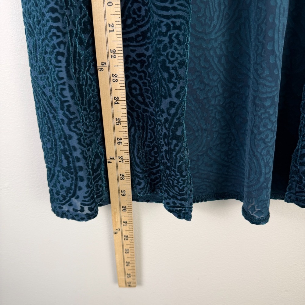 Susan Graver Cardigan Vest Women's Small Green Paisley Velvet Burnout Open Front - Picture 10 of 12